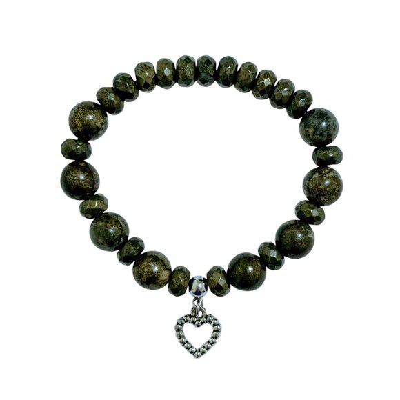 PYRITE BRACELET WITH CHARM - Picture 1 of 5